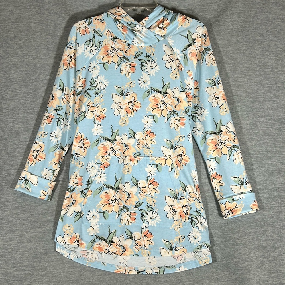 Floral Lightweight Long Sleeve Top - Light Blue